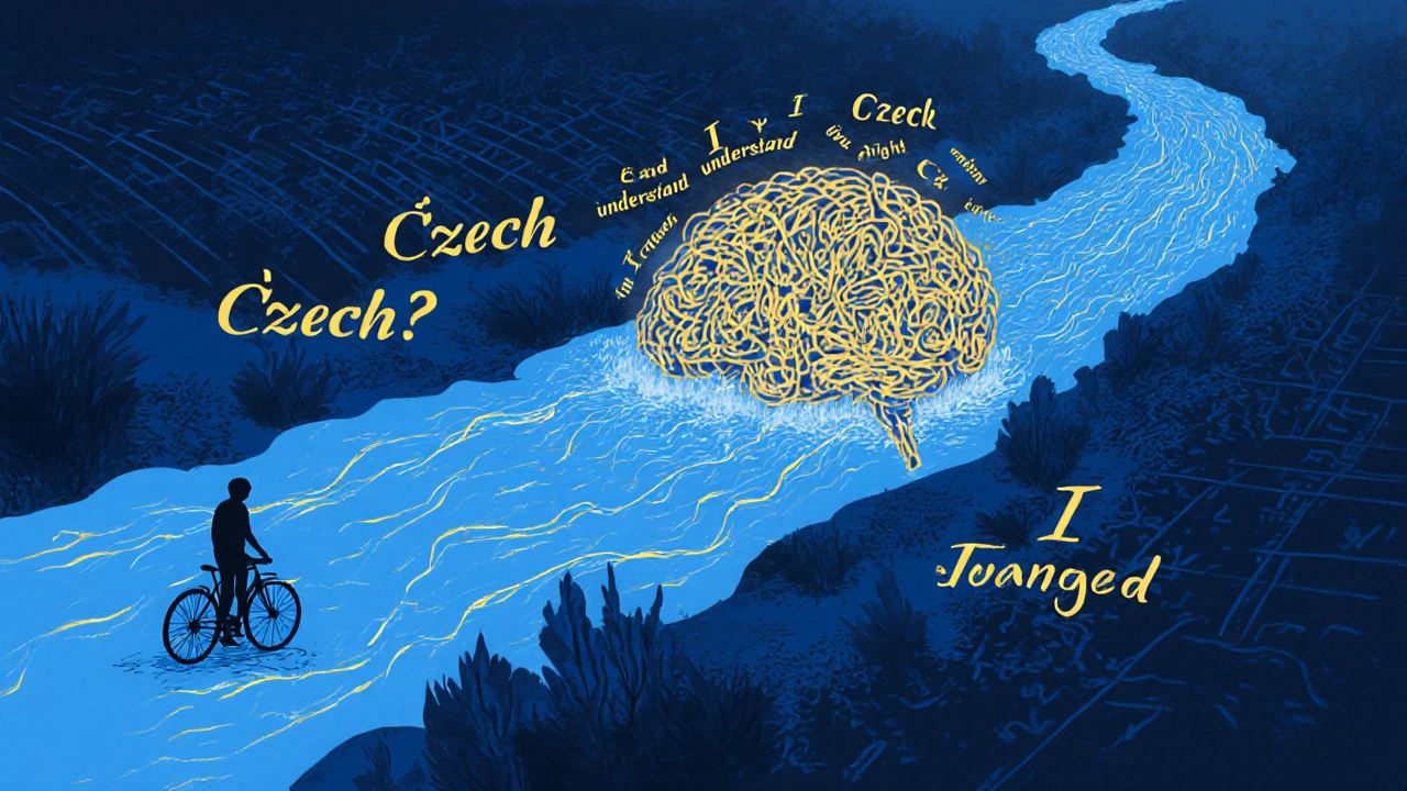 Mozek se mění z českého chaosu na jasnou cestu anglických vět.
