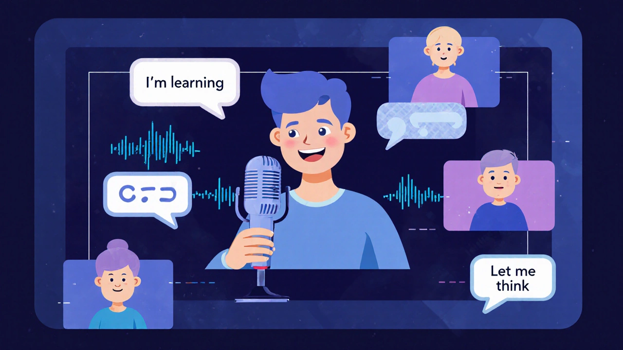 Lidé v Discordu hovoří anglicky v hlasovém kanálu s jemným osvětlením.