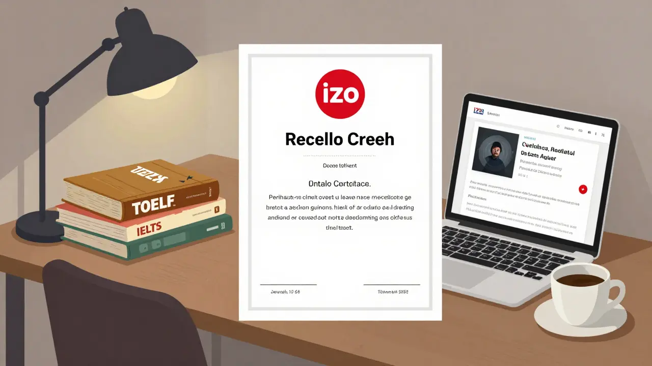 Porovnání starých jazykových testů a moderního systému Red izo na stole.