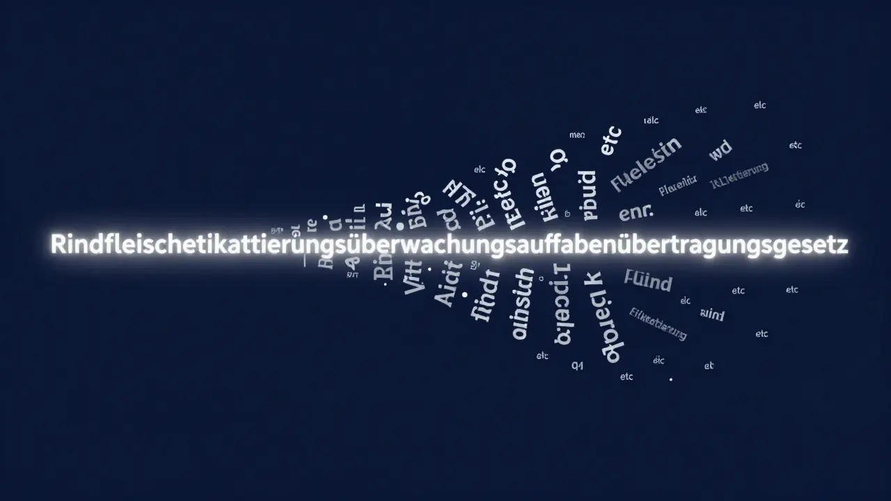 Rozkládající se složené německé slovo na jeho základní součásti ve světle.