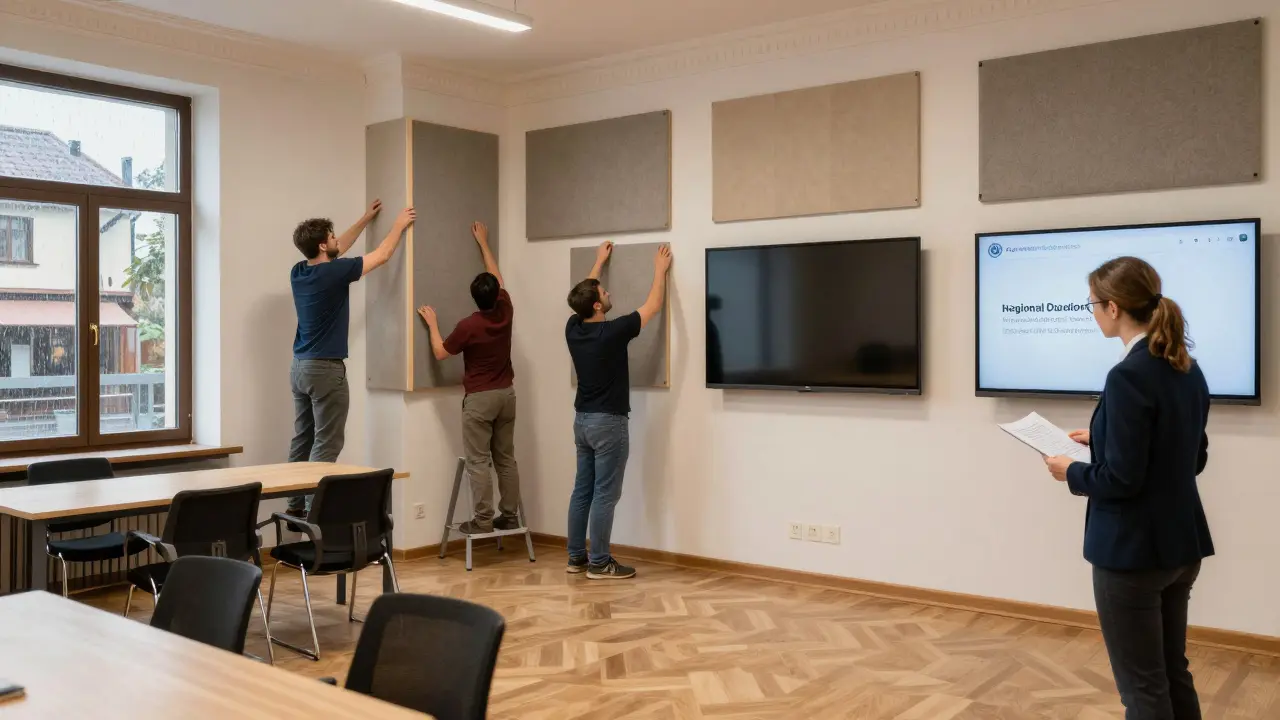 Přeměna historické budovy na jazykovou školu s úředníkem a pracovníky.