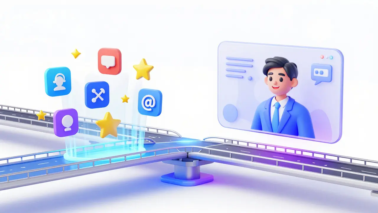 Konceptuální obraz propojující jazykové aplikace s lekcemi s rodilým mluvčím.