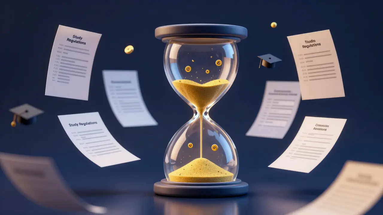 Konceptuální znázornení času a kreditů v rámci studijního řádu.